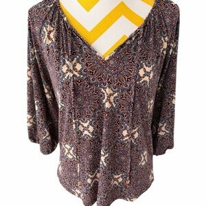 Veronica M Brown Paisley V-Neck Blouse